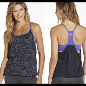 Fabletics Norwalk zebra print tie waist sports bra tank top small